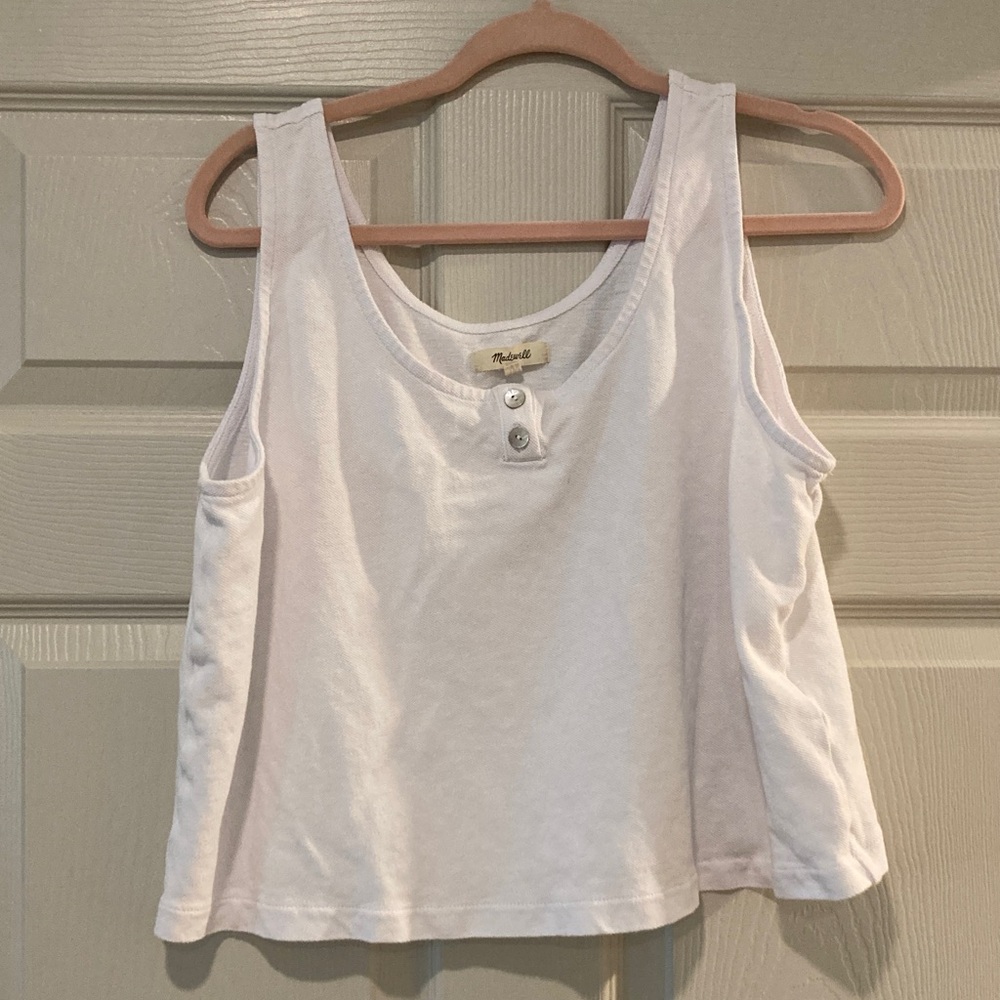 Madewell White Crop Tank Hemp Cotton Blend XL